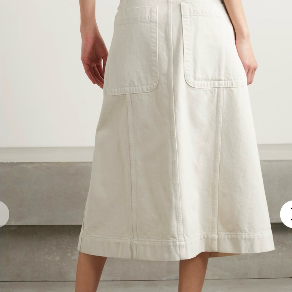 Khaite Caroline Canvas Midi Skirt, White Denim, size 24 - Picture 3 of 11